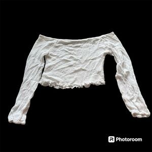 White Rayon Ambiance off the shoulder cropped blouse shirt